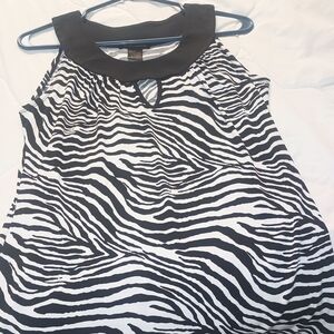 Susan Lawrence Zebra Print Blouse with Black Trim
